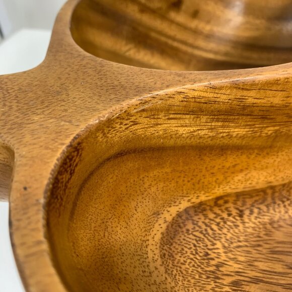 LARGE Beautiful Monkeypod Wood Serving Bowl Coffee Table Decor Vintage - Picture 9 of 13